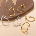 Σκουλαρίκια Κουμπωτά Ανάγλυφα Ophelia - Χρυσό - Image 2