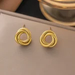 Σκουλαρίκια Κουμπωτά Twisted Loops - Χρυσό