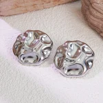 Σκουλαρίκια Κουμπωτά Ανάγλυφοι Δίσκοι - Ασημί