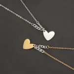 Κολιέ με Δυνατότητα Χάραξης Αλυσίδα Καρδιά - Χρυσό - Image 2