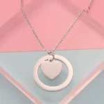 Κολιέ Αλυσίδα με Δυνατότητα Χάραξης Circle Heart - Ασημί