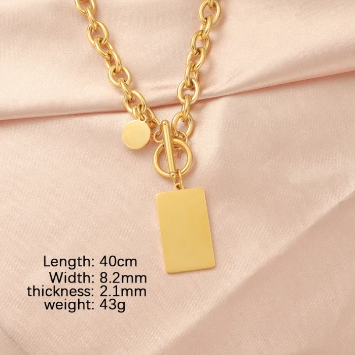 Κολιέ με Δυνατότητα Χάραξης Αλυσίδα Πλακέτα - Χρυσό - Image 3