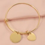 Βραχιόλι Σταθερό με Δυνατότητα Χάραξης Φλουρί και Καρδιά - Χρυσό