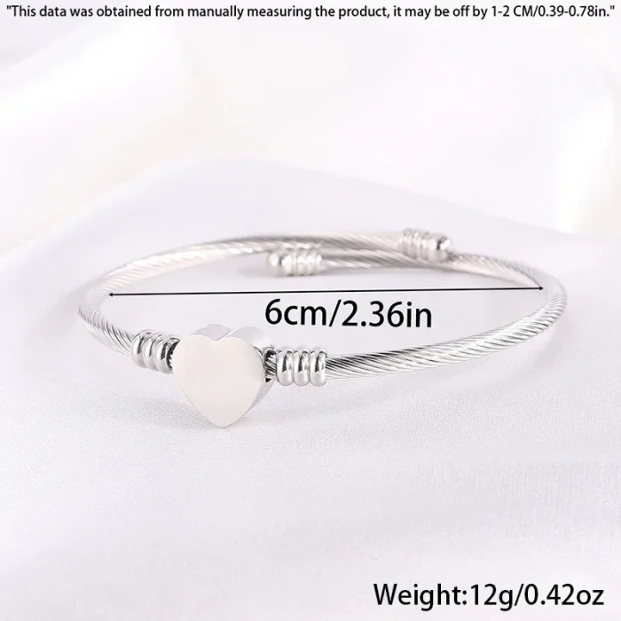 Βραχιόλι με Δυνατότητα Χάραξης Open Καρδιά - Ασημί - Image 3