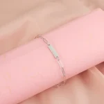 Βραχιόλι με Δυνατότητα Χάραξης Αλυσίδα Οβάλ Πλακέτα - Ασημί