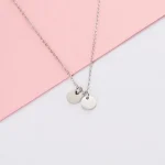 Κολιέ με Δυνατότητα Χάραξης Double Circle - Ασημί