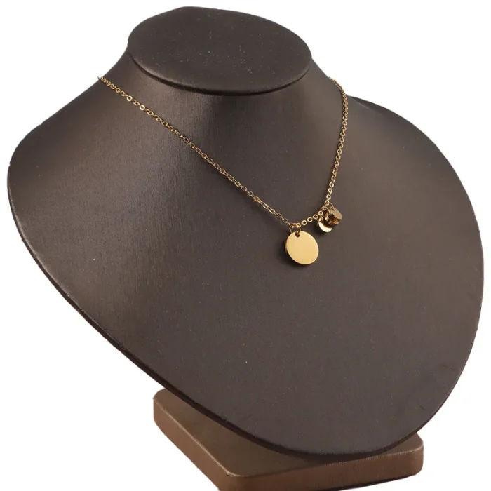 Κολιέ με Δυνατότητα Χάραξης Στρόγγυλα Στοιχεία - Χρυσό - Image 2