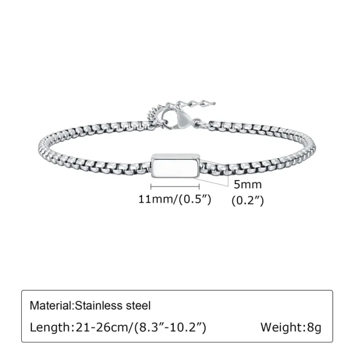 Βραχιόλι με Δυνατότητα Χάραξης Αλυσίδα Πλακέτα Brick - Ασημί - Image 2