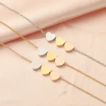 Κολιέ Αλυσίδα με Δυνατότητα Χάραξης Triple Hearts - Χρυσό - Image 3