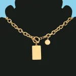 Κολιέ με Δυνατότητα Χάραξης Αλυσίδα Πλακέτα - Χρυσό