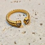 Δαχτυλίδι Ρυθμιζόμενο Crystal Hearts - Χρυσό - Image 2