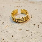 Δαχτυλίδι Ρυθμιζόμενο Meander με Στρας - Χρυσό - Image 2