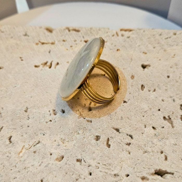Δαχτυλίδι Ρυθμιζόμενο Solene Λευκή Πέτρα - Χρυσό - Image 2