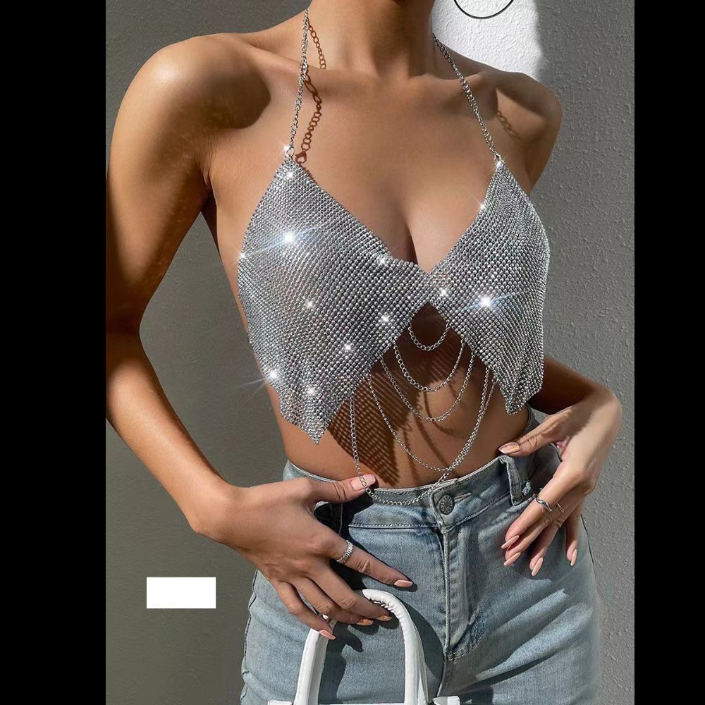gunaikeia-eswrouxa-top-extra-kosmima-online (17) Top Με Στρας και Κρεμαστές Αλυσίδες - Ασημί - Image 1