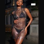 Φόρεμα Δίχτυ με Στρας - Μαύρο