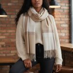 Γυναικεία Πασμίνα Μακριά Fiona Καρό - Μπεζ - Image 2