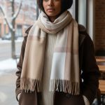 Γυναικεία Πασμίνα Μακριά Fiona Καρό - Μπεζ