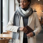 Γυναικεία Πασμίνα Μακριά Fiona Καρό - Γκρι με Μαύρο - Image 2