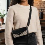 Τσάντα Πορτοφόλι Χιαστί με Χοντρό Λουρί - Μαύρο