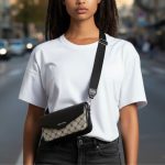 Τσάντα Πορτοφόλι Χιαστί με Χοντρό Λουρί - Μαύρο - Image 2