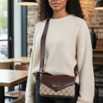 Τσάντα Πορτοφόλι Χιαστί με Χοντρό Λουρί - Καφέ - Image 2