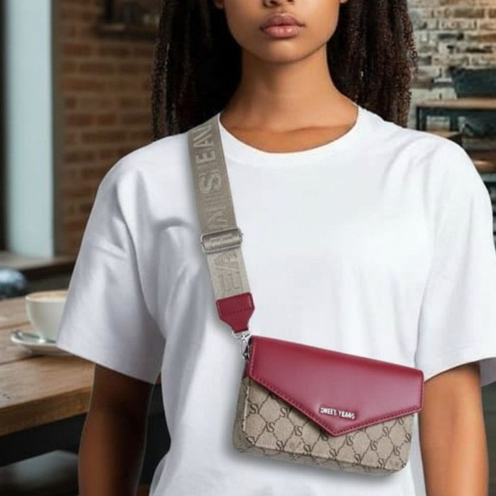 Τσάντα Πορτοφόλι Χιαστί με Χοντρό Λουρί - Κόκκινο - Image 2