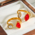 Δαχτυλίδι Ρυθμιζόμενο Red Passion - Χρυσό - Image 2