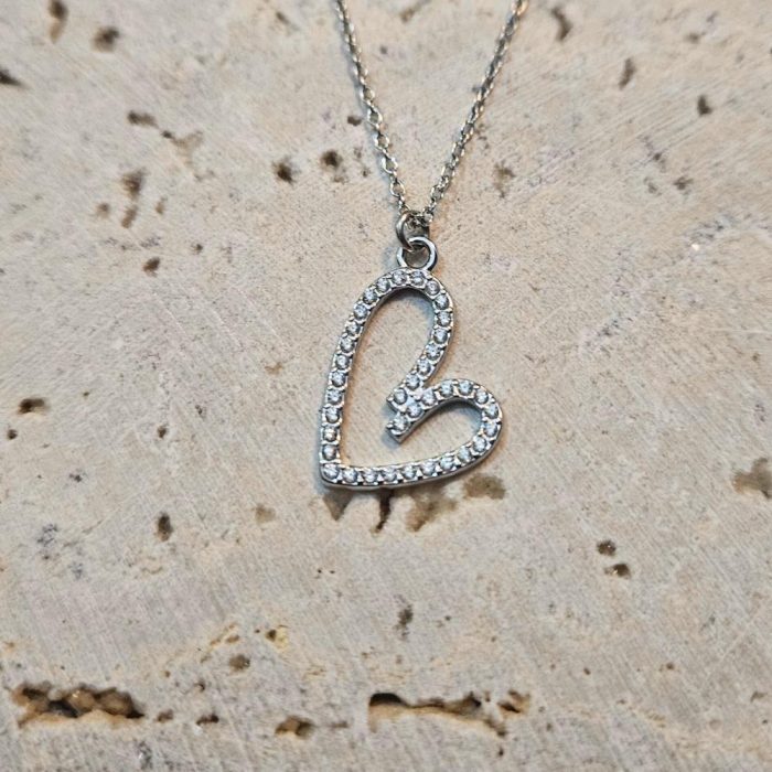 Κολιέ Glitter Heart - Ασημί - Image 2