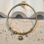 Βραχιόλι Σταθερό με Κρεμαστό Charm Lucky Eye - Χρυσό