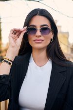 Γυαλιά Ηλίου Μεταλλικά με Χρυσό-Μαύρο Σκελετό & Μπλε Φακό