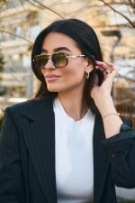 Γυαλιά Ηλίου Μεταλλικά με Χρυσό-Μαύρο Σκελετό & Μαύρο Ντεγκραντέ Φακό - Image 3