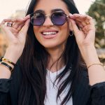 Γυαλιά Ηλίου Μεταλλικά με Χρυσό-Μαύρο Σκελετό & Μπλε Φακό