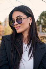 Γυαλιά Ηλίου Μεταλλικά με Χρυσό-Μαύρο Σκελετό & Μπλε Φακό - Image 2