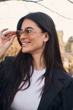 Γυαλιά Ηλίου Μεταλλικά με Χρυσό Σκελετό & Καφέ Φακό - Image 3