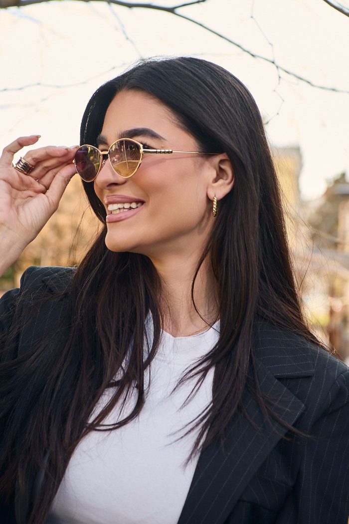 Γυαλιά Ηλίου Μεταλλικά με Χρυσό Σκελετό & Καφέ Φακό - Image 3