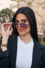 Γυαλιά Ηλίου Μεταλλικά με Ασημί Σκελετό & Ροζ Φακό - Image 4