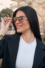 Γυαλιά Ηλίου Μεταλλικά με Ασημί Σκελετό & Ροζ Φακό - Image 3