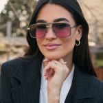 Γυαλιά Ηλίου Μεταλλικά με Ασημί Σκελετό & Ροζ Φακό