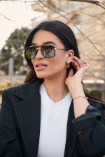 Γυαλιά Ηλίου Μεταλλικά με Χρυσό-Μαύρο Σκελετό & Μπλε Σκούρο Φακό - Image 4