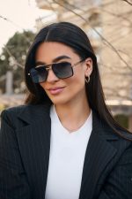 Γυαλιά Ηλίου Μεταλλικά με Χρυσό-Μαύρο Σκελετό & Μπλε Σκούρο Φακό