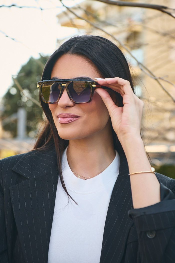 Γυαλιά Ηλίου Κοκάλινα με Δίχρωμο Σκελετό & Μπλε Ντεγκραντέ Φακό - Image 2