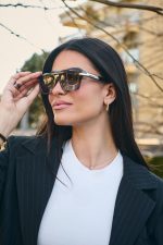 Γυαλιά Ηλίου Κοκάλινα με Δίχρωμο Σκελετό & Μπλε Ντεγκραντέ Φακό - Image 4