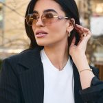 Γυαλιά Ηλίου Μεταλλικά με Χρυσό-Μπεζ Σκελετό & Καφέ Φακό