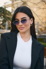 Γυαλιά Ηλίου Μεταλλικά με Χρυσό Σκελετό & Μπλε Φακό