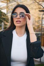 Γυαλιά Ηλίου Μεταλλικά με Ασημί Σκελετό & Μπλε Φακό - Image 2