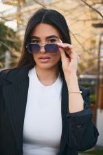 Γυαλιά Ηλίου Μεταλλικά με Ασημί Σκελετό & Μπλε Φακό - Image 3