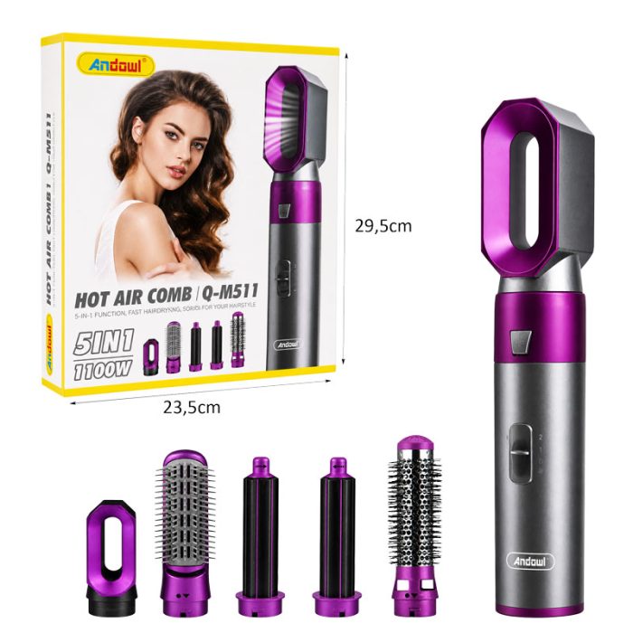 Πιστολάκι Μαλλιών 5 σε 1 με Αξεσουάρ Styling 1100W Q-M511 – Hot Air Hair Styler with Attachments - Image 2